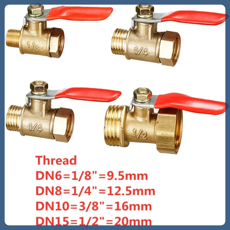 5 шт. латунный маленький шаровой кран 1/8 дюйма 1/4 3/8 1/2 внутренняя/наружная резьба
