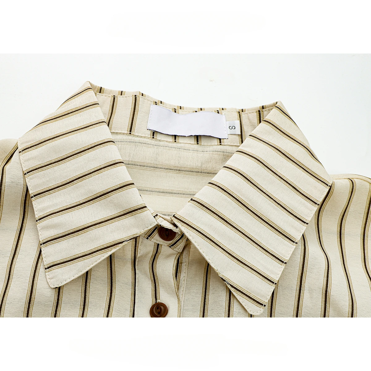 Женская однобортная рубашка с вышивкой в полоску Тонкий отворот длинный рукав