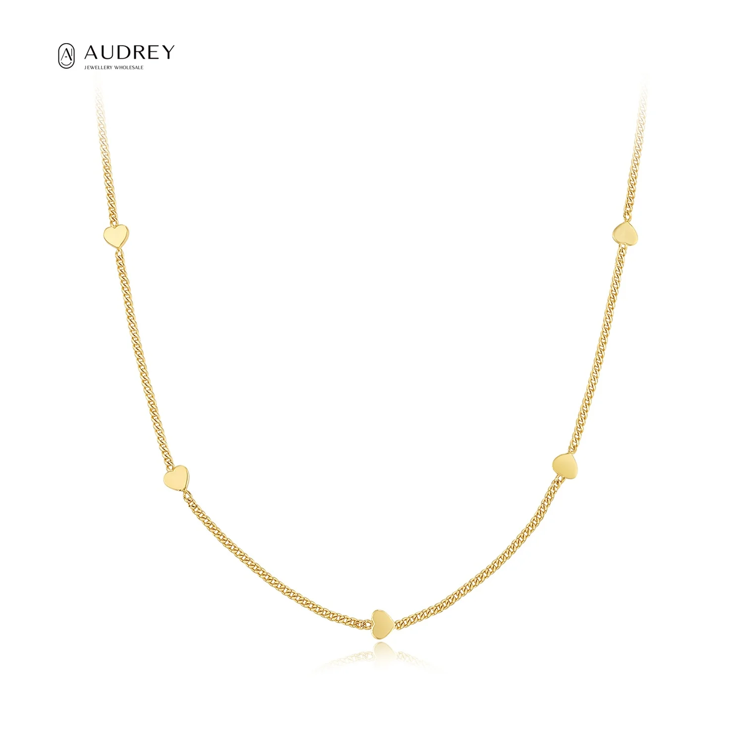

Audrey Latest Design Female Simple 14k Gold Plated 925 Sterling Silver Heart Shape Thin Long Neck Chain Clavicle Necklace Women