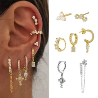 gold silver zircon hoop earrings ear needle for women europe wedding fine jewelry piercing plata earrings jewelry gift