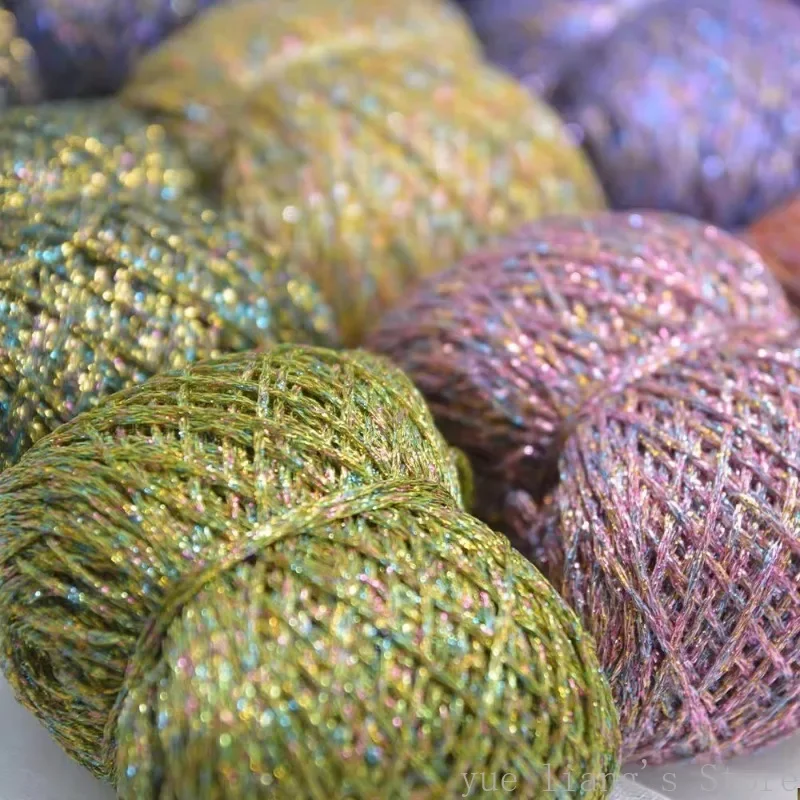 Блестящая золотая Серебряная пряжа 50 г полый медведь кукла вязаная крючком