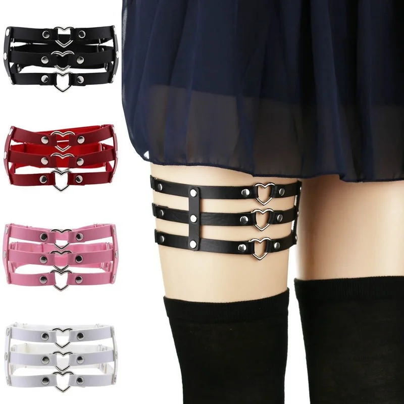

EagleKu 2021 New Women Heart Garters Leg Harness Girls Elastic Body Jewelry Kawaii Grunge Metal Punk Goth Gothic Accessories