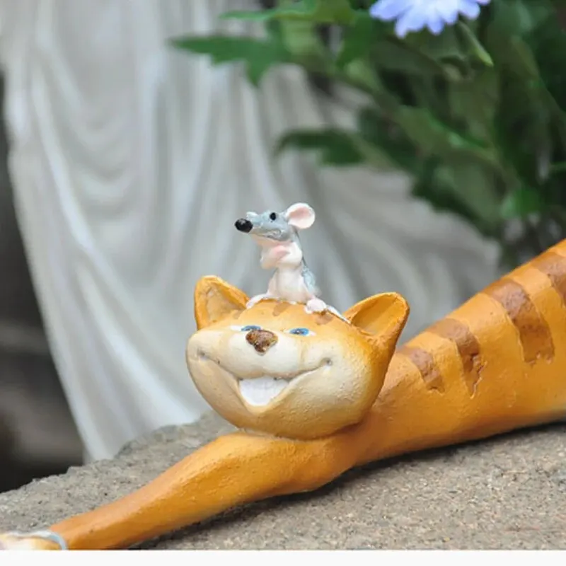 Страна идиллическая забавная котенок мышь сад терраса сочная сцена украшения