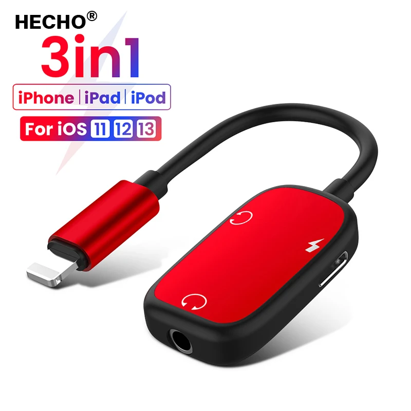

Конвертер для зарядки наушников и аудио для iPhone 13 Pro Max 12 Mini 12 11 Pro, металлический адаптер 3 в 1 с подсветкой на разъем 3,5 мм