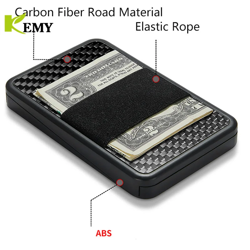 KEMY Slide Wallet RFID Blocking Carbon Fiber Credit ID Card Holder For Men Women Male Female Card Cover Money Minimalist Purse