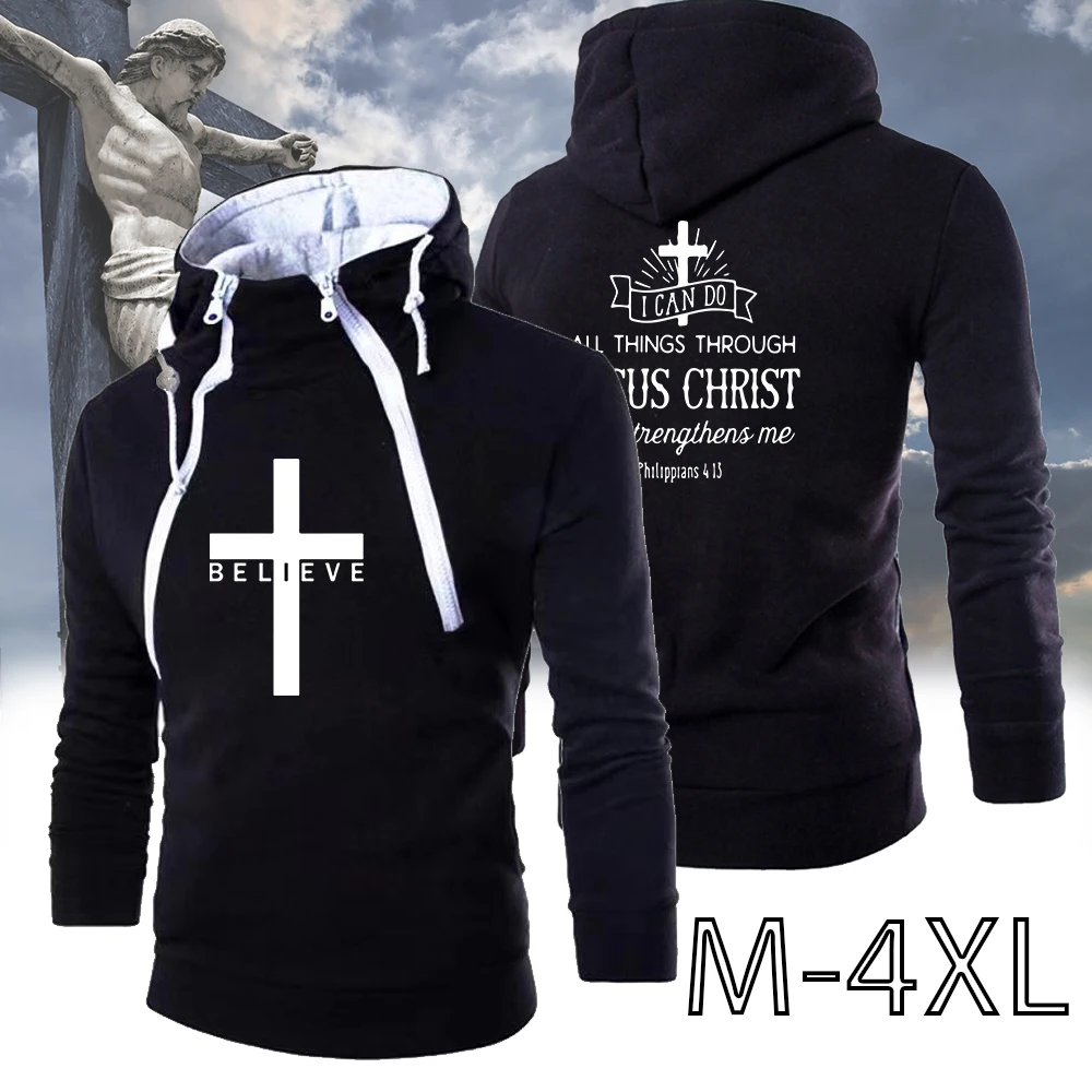 Толстовка мужская с капюшоном и принтом Иисуса модный спортивный пуловер для