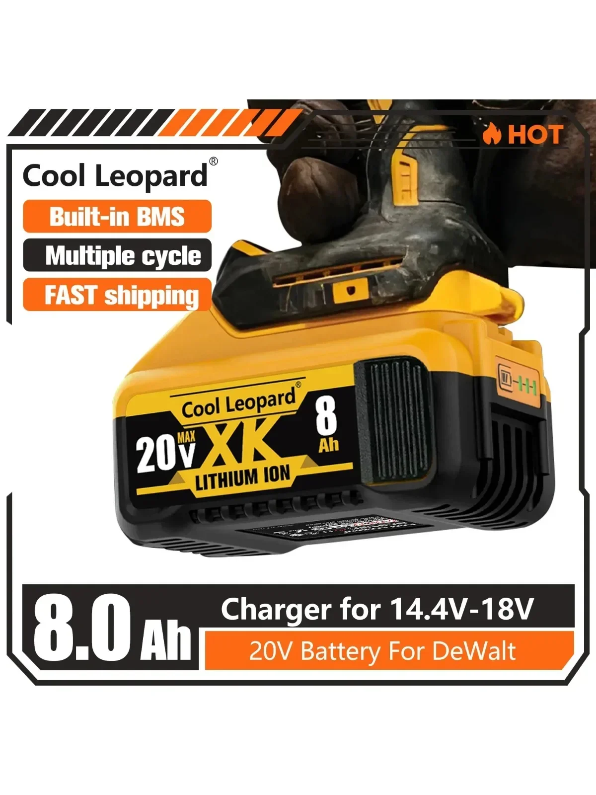 Фото Аккумулятор для электроинструмента DeWalt DCB200 DCB184 DCB203 DCB205, 12000 мАч, 20 в, литий-ионный аккумулятор №2