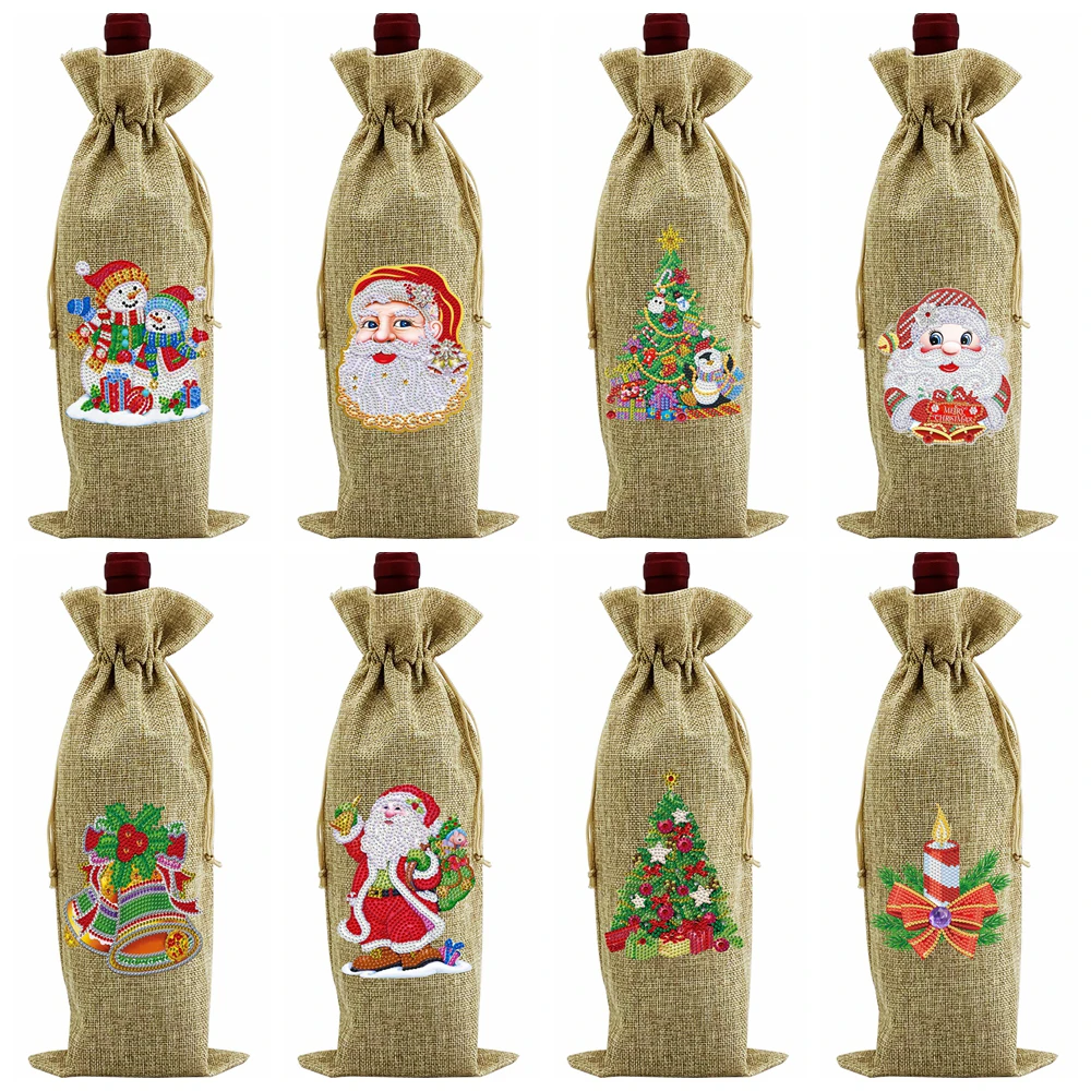 Special Shaped Drill Embroidery Drawstring Bag New Year Table Decor Gifts
