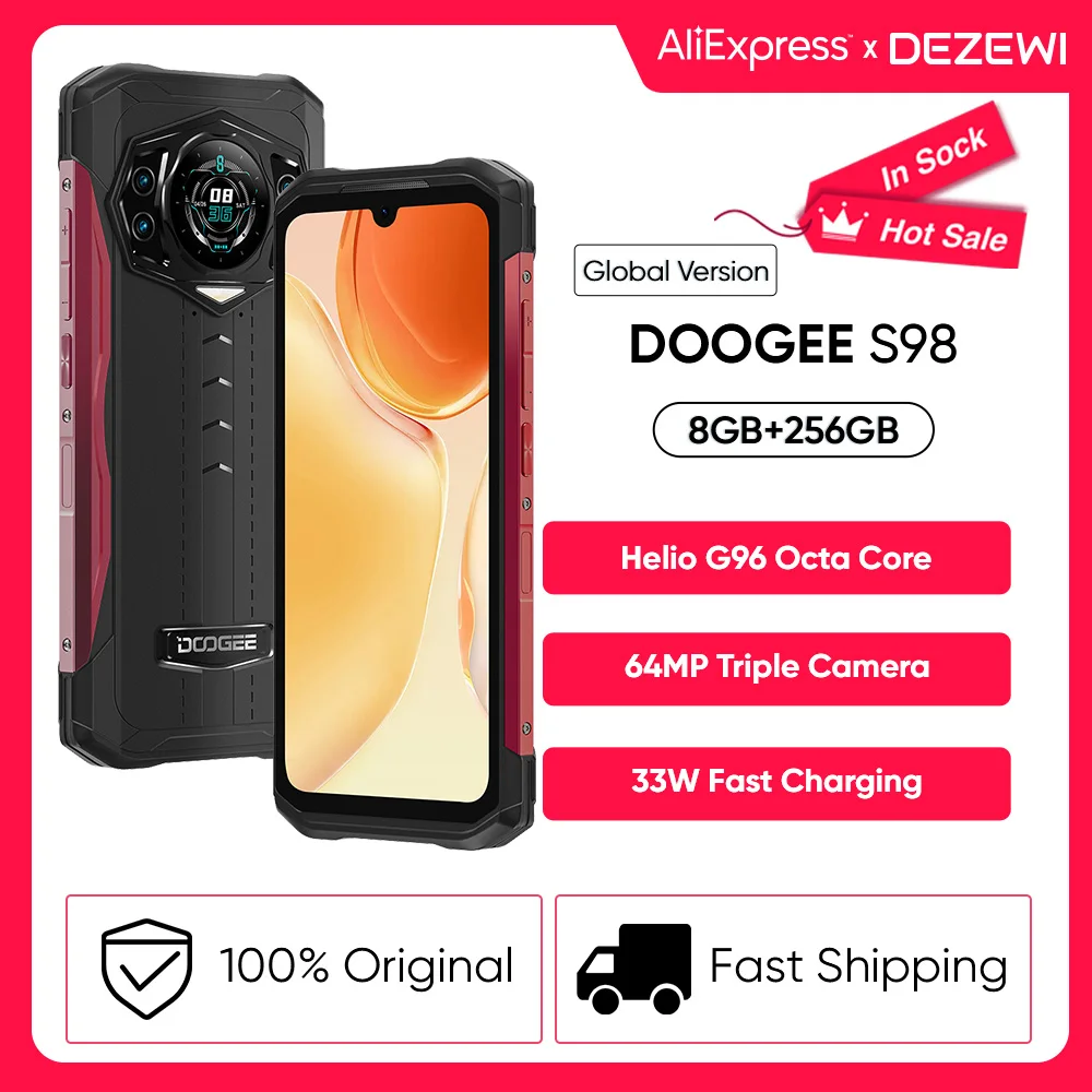 

Global Version DOOGEE S98 Smartphone Helio G96 Octa Core 6.3" FHD+ Display 8GB 256GB 64MP Camera 6000mAh Battery 33W Fast Charge