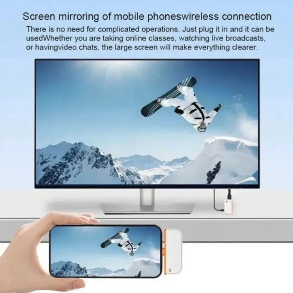 Фото Беспроводной HDMI-передатчик Type-C с функцией дублирования, низкой задержкой, беспроводной HDMI-приемник 1080P/60Гц, адаптер для презентаций №2