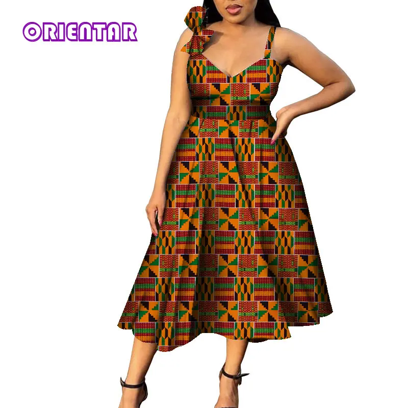 Women Summer Dress Off Shoulder Dashiki Ankara Dresses African Print Bazin Riche Clothing Dress Plus Size WY8569