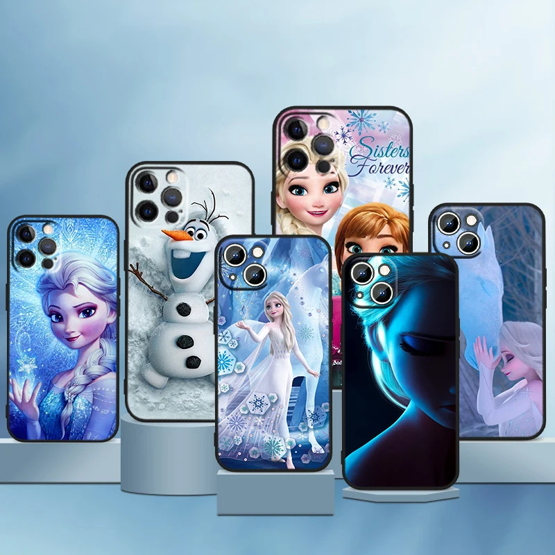

Disney Princess Elsa For Apple iPhone 14 13 12 11 Pro Max Mini XS Max X XR 7 8 Plus 5S Silicone Black Soft Phone Case Coque Capa