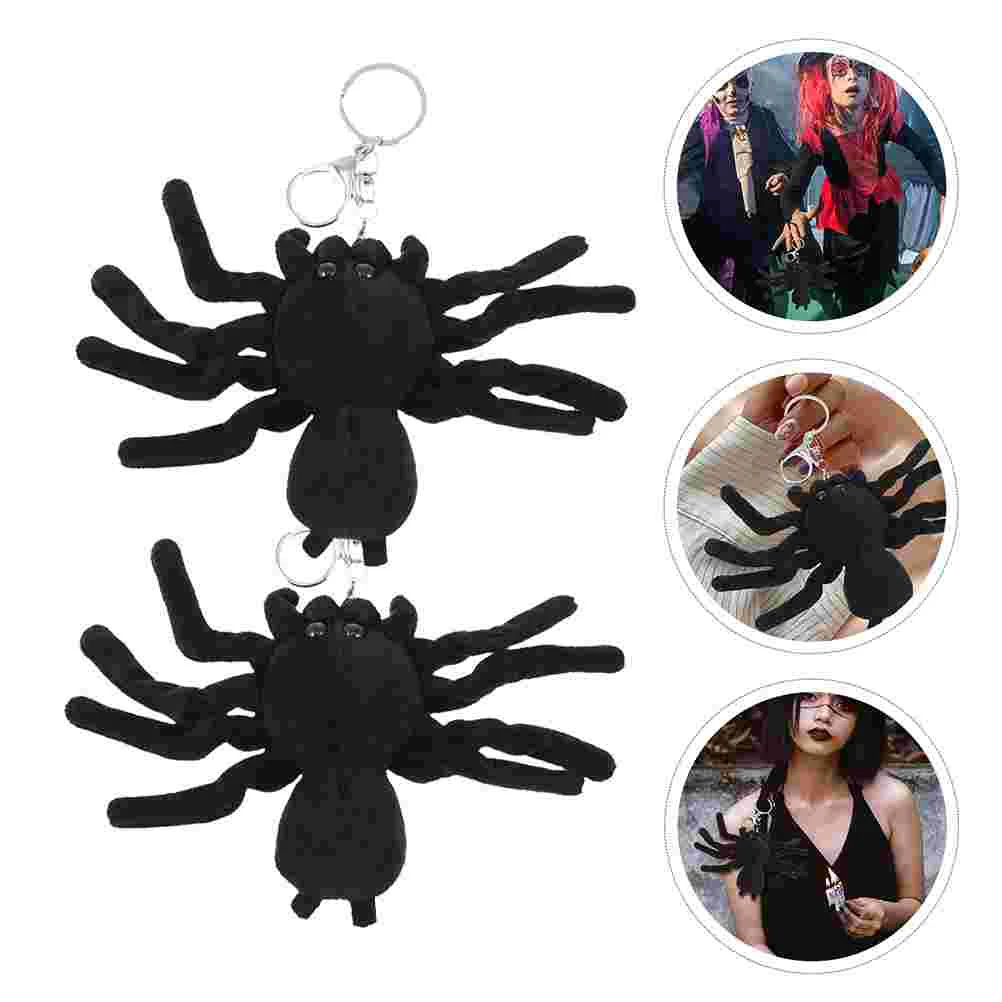 

2Pcs Keyring Decorative Hanging Spider Keychain Plush Spider Toy Spider Keyring Halloween Spider Ornament