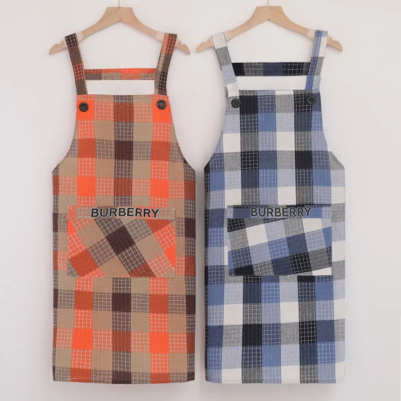 

Household kitchen baking barbecue picnic apron cooking vest Plaid apron cotton fashion Korean antifouling Cooking Apron working