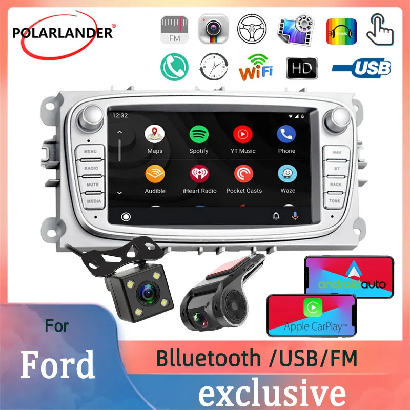 

Автомагнитола 2 Din для Ford/Focus/S-Max/Mondeo 9/GalaxyC-Max, мультимедийный плеер 2 Din, Bluetooth, Wi-Fi, GPS, Android 9