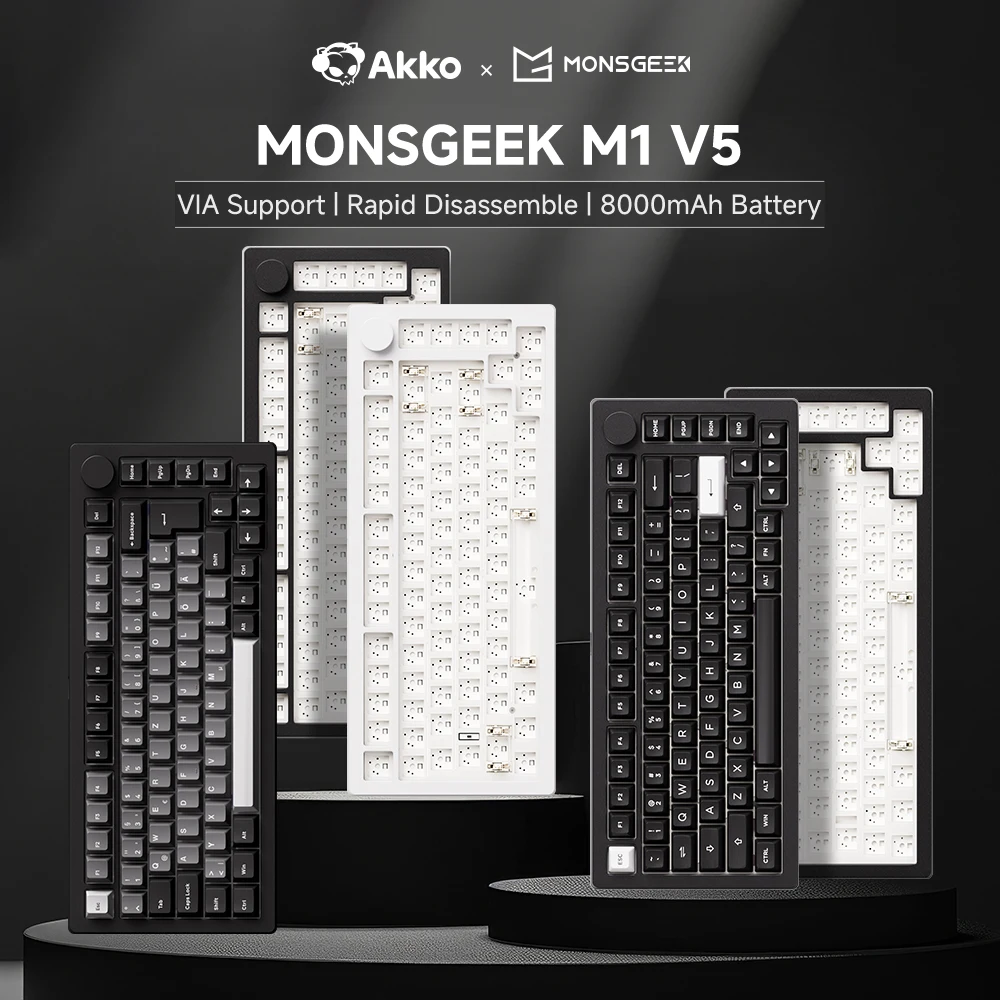 Фото Akko MonsGeek M1 V5 Трехрежимная механическая клавиатура/комплект барбона VIA 75% 3/5-контактная индивидуальная прокладка с возможностью горячей замены RGB для быстрой разборки №1