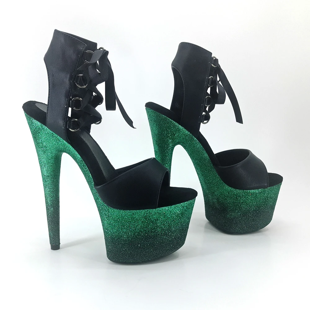 Leecabe 17cm/7Inch colorful glitter Heels sandals shoe high heel platform pole dance shoes