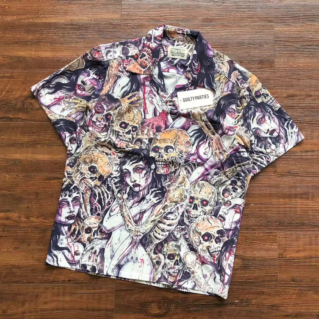 

Гавайская рубашка WACKO MARIA для мужчин и женщин, уличная одежда с принтом черепа, высокого качества