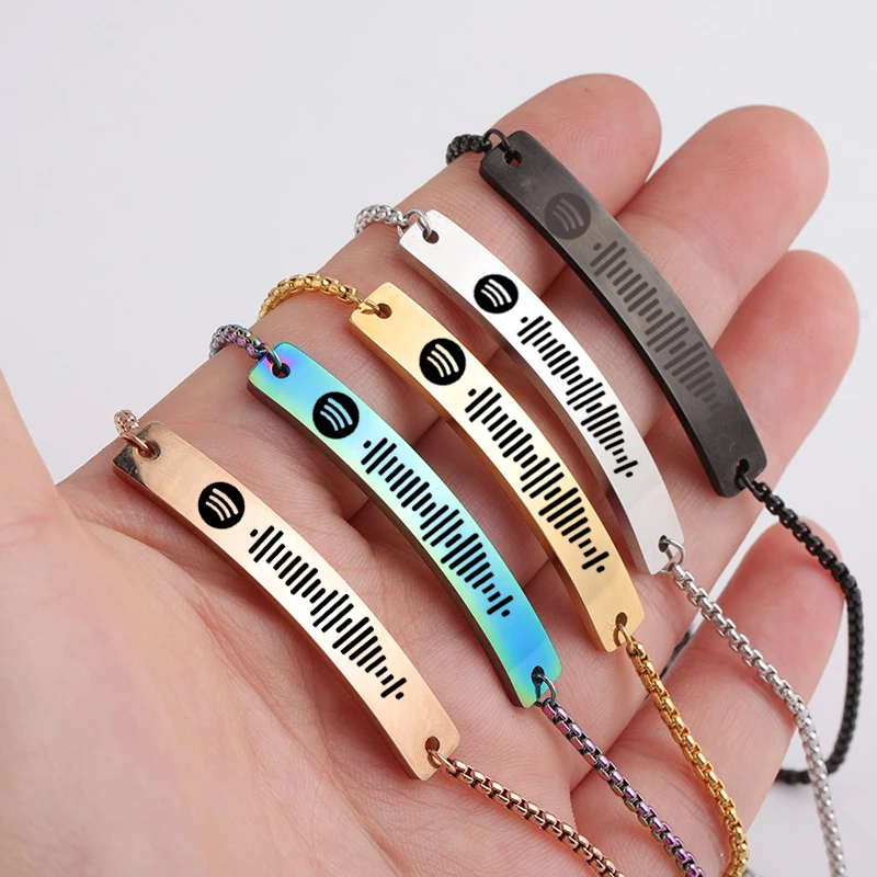 Spotify Scan Code Bracelet for Women Men Stainless Steel Bracelets Custom Gift Jewelry Luxury Adjustable