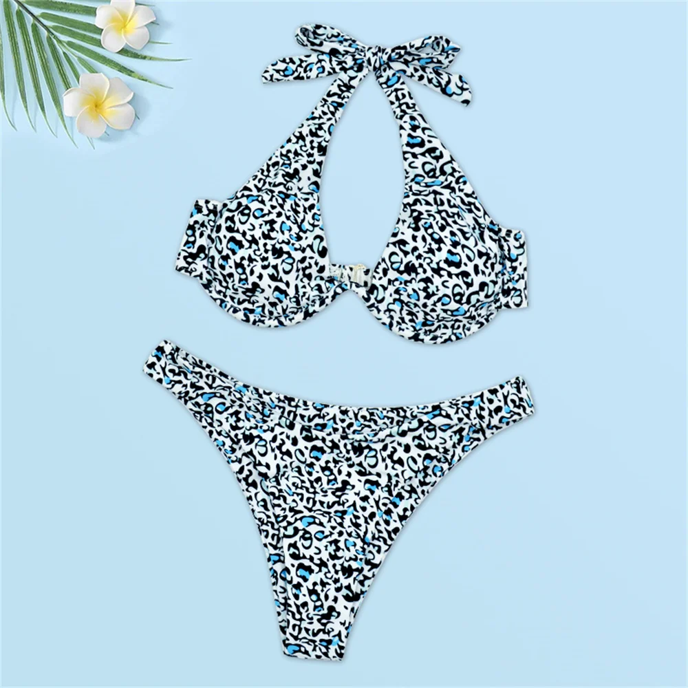 

Новинка 2022, комплект бикини со змеиным принтом, сексуальный купальник, женское бикини с подкладкой, Женский бандажный купальный костюм, Лет...