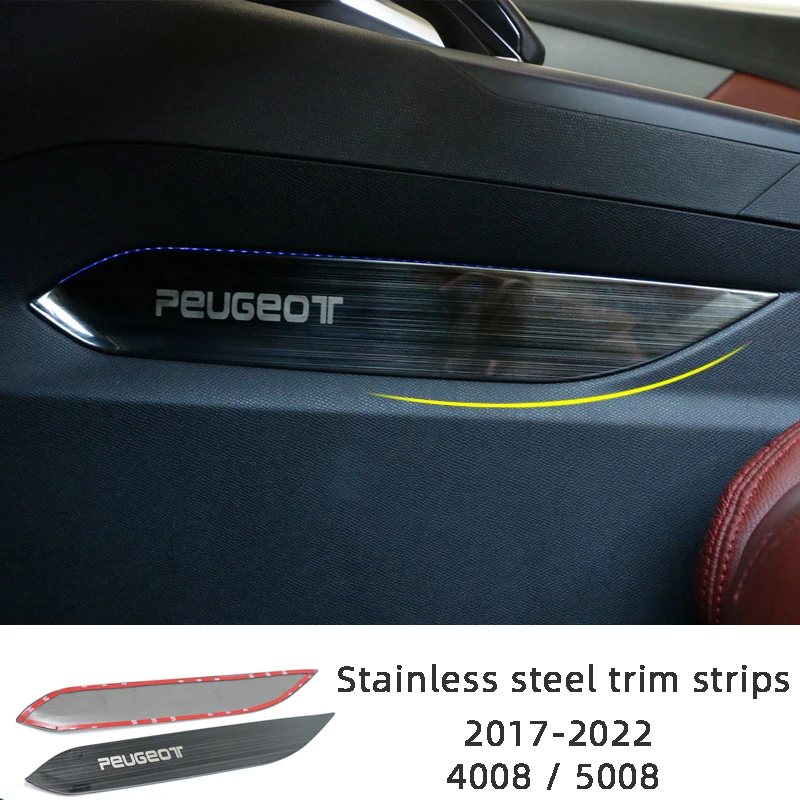 

1Pair Stainless Steel Center Console Trim Strips For 2017-2022 PEUGEOT 4008 5008 Interior Decoration Car Stickers Accessories