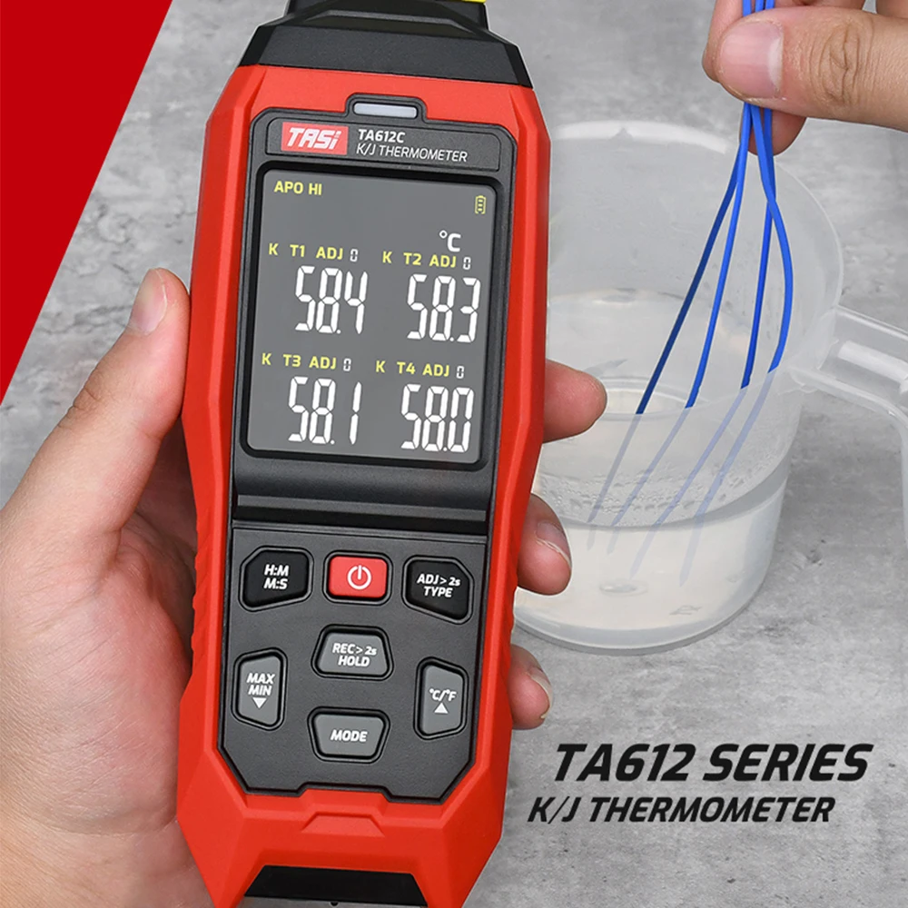 

TA612C Thermometer Contact Digital Thermocouple Temperature Tester LCD Screen Display K/J Thermometer C/ F Measuring Tools
