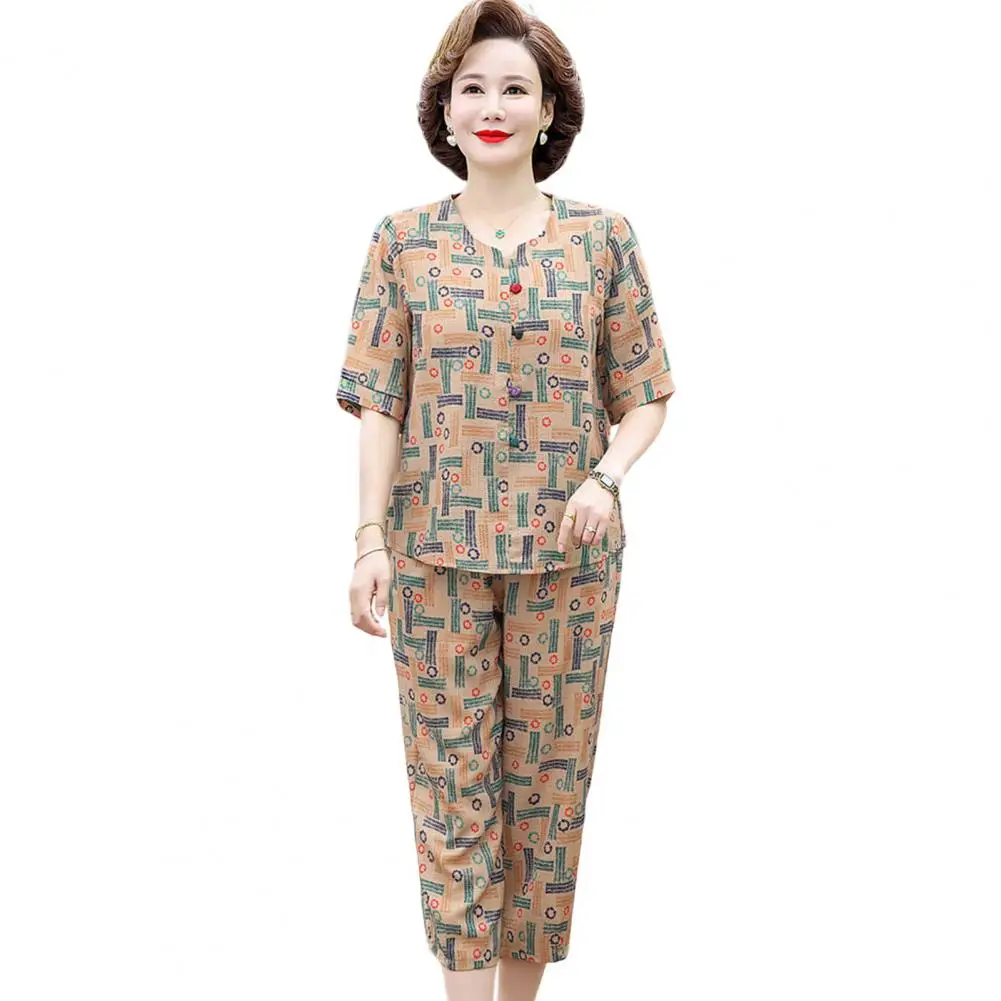 

1 Set Women Outfit Elastic Waist Round Collar Pullover Lady Oversized O Neck Shirt Pants 2-piece Suit Streetwear Costume
