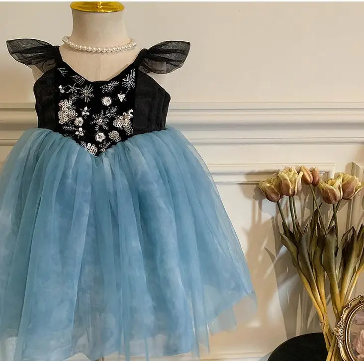 

Retail New Baby Girls Summer Boutique Embroidery Mesh Vest Dress , Princess Kids Sweet Birthday Dresses Holiday 2-7 T