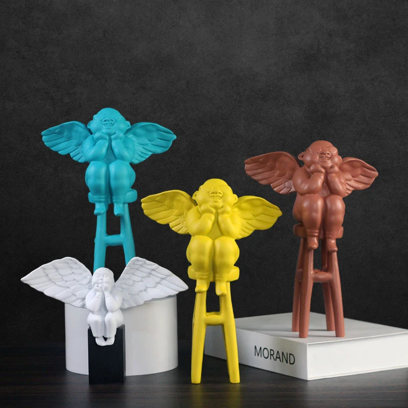 

Скандинавская полимерная скульптура с изображением ангела, украшения для дома, гостиной, стола, фигурки для мальчиков, поделки, Офисная настольная статуя, декоративное искусство