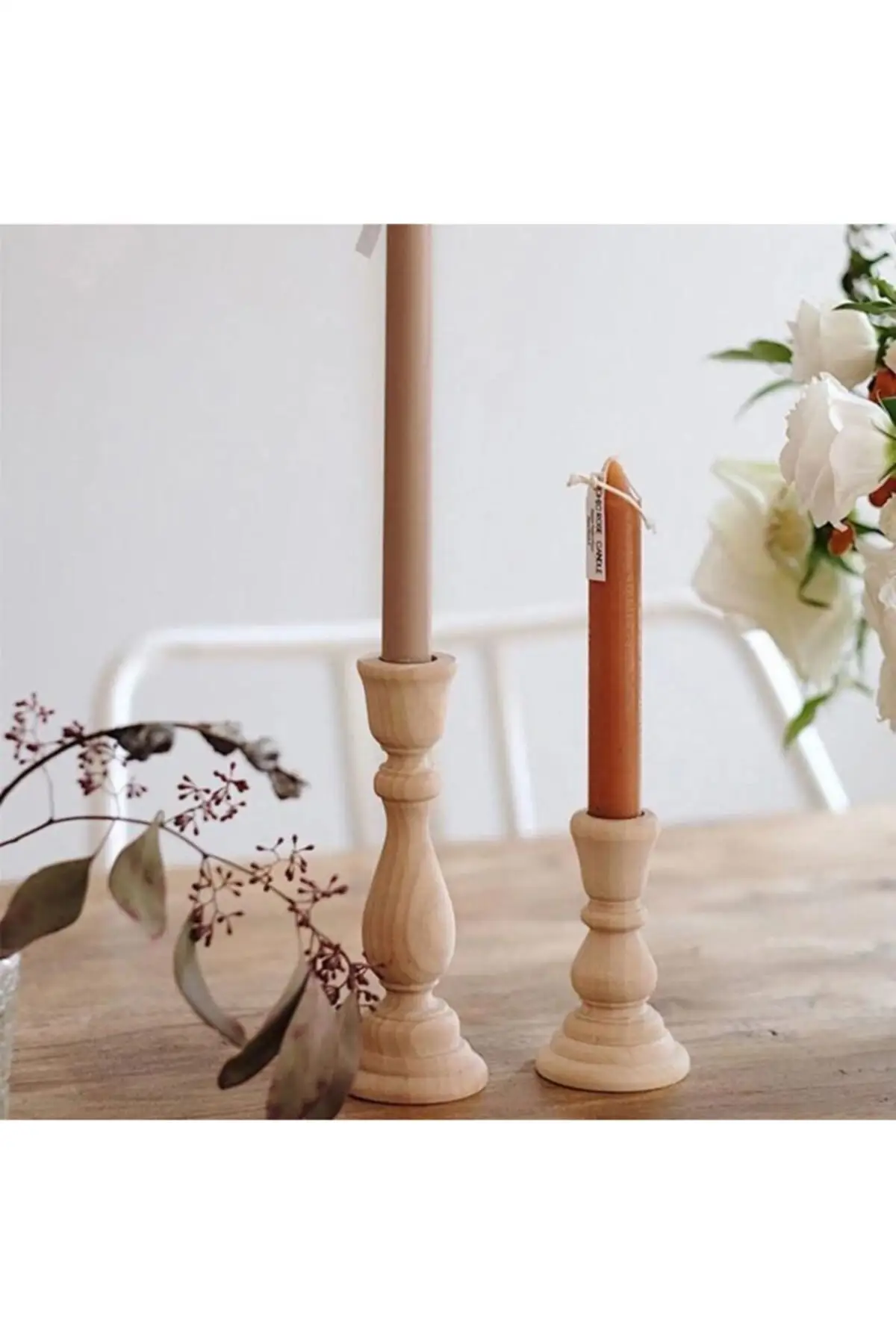 

Natural Wooden Candlestick 2 Pcs Handmade