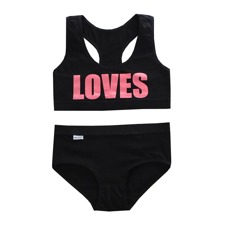 

2pc Girls Training Bras + Panties Set Kids Soft Underwear Girls Accessories Breathable Children Bras for Teen Girl 8-16years Old