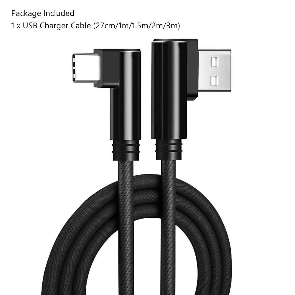 27 см 1 м 5 2 3 2A USB Type C кабель 90 градусов локоть для Samsung S20 Xiaomi Redmi Быстрая зарядка шнур