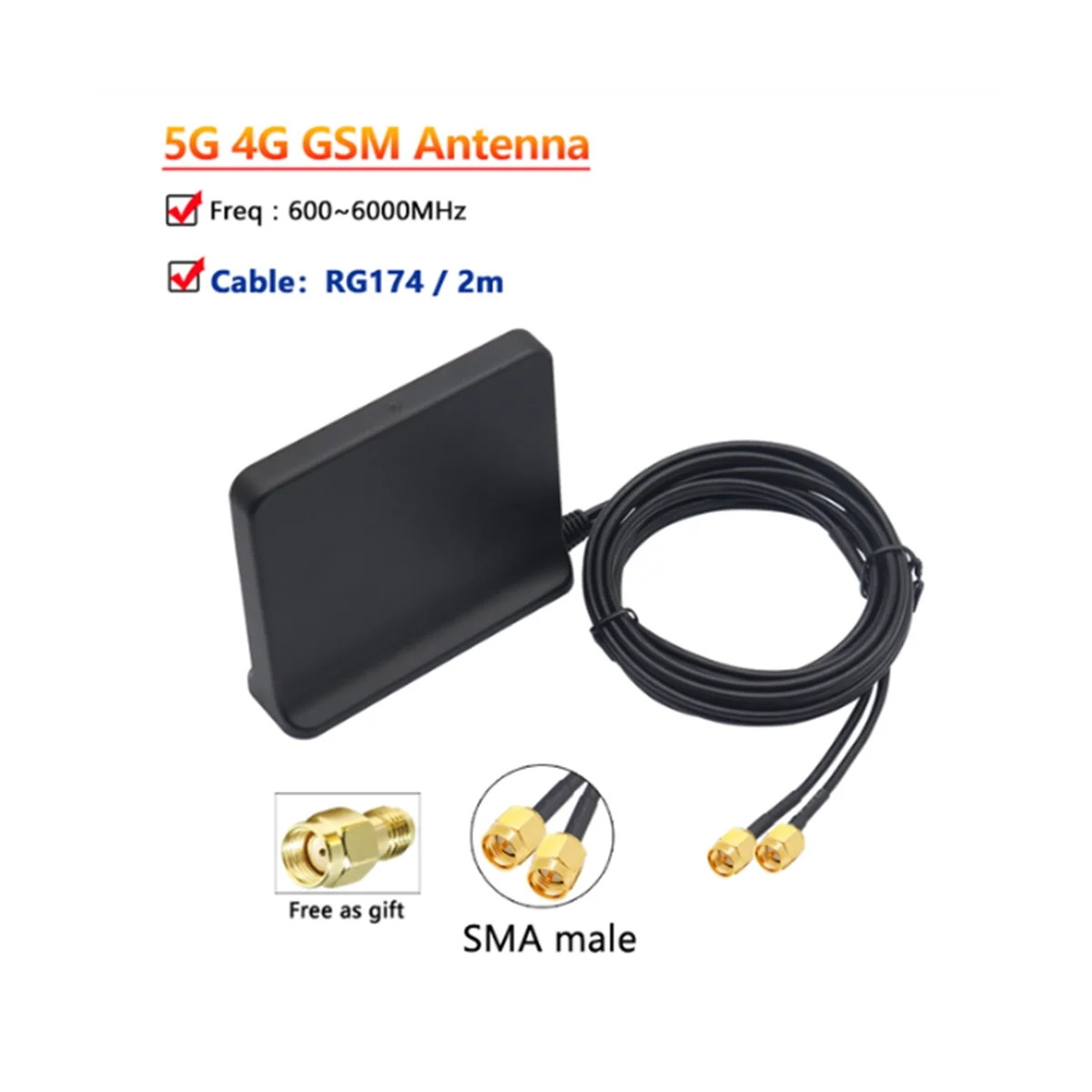 Фото Усиление сигнала 3G 5G 4G LTE GSM Mimo воздушная антенна с высоким коэффициентом усиления 12 дБи 600-6000 МГц внешняя всенаправленная Wi-Fi антенна (черная SMA Мужская) №3