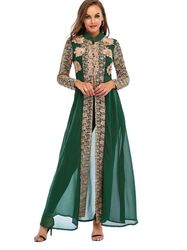 

Elegant Abab 2 Piece Dress Pant Sets Abaya Dubai Muslim Women Dress Turkey Islamic Robe Longue Femme Abayas Kaftan Niqab Vestido