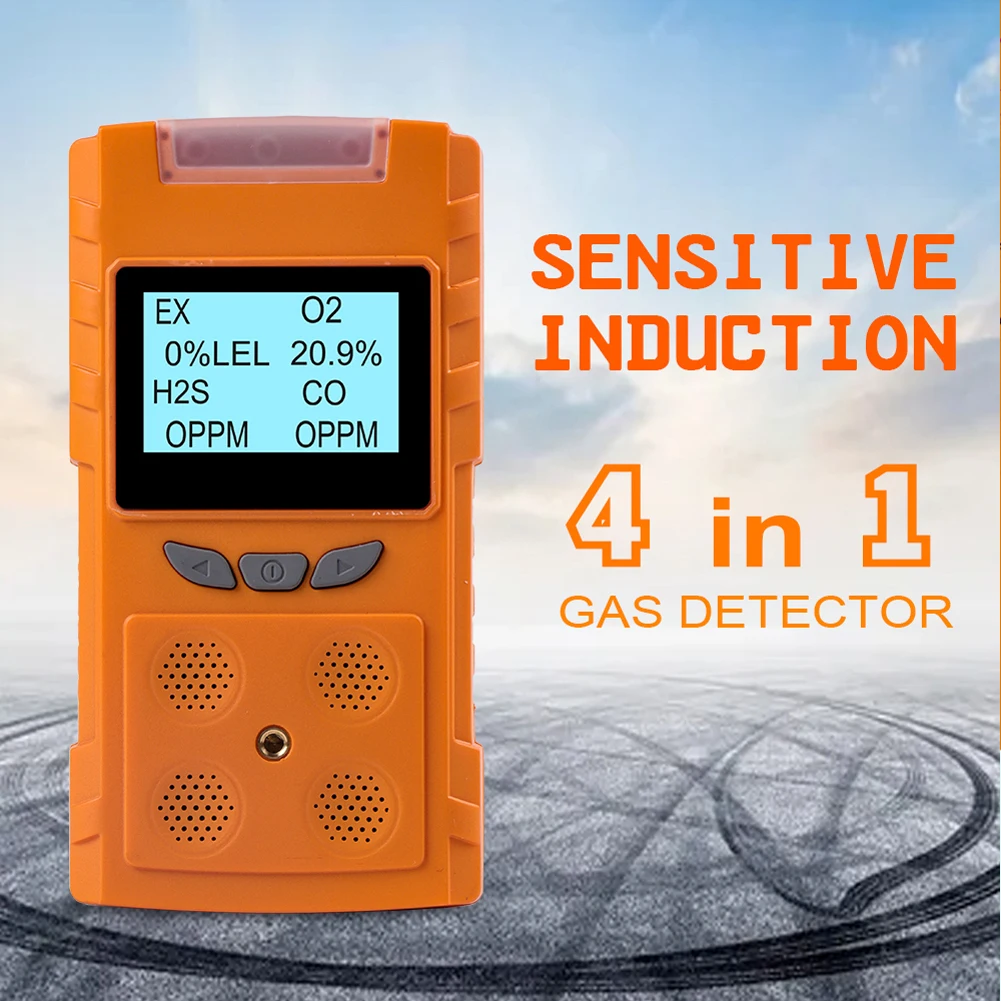 

Multifunctional 4 In 1 Gases Detector H2S Carbon Monoxide Oxygen Combustible Gases Analyzer Sound Light Vibrations Triple Alarm