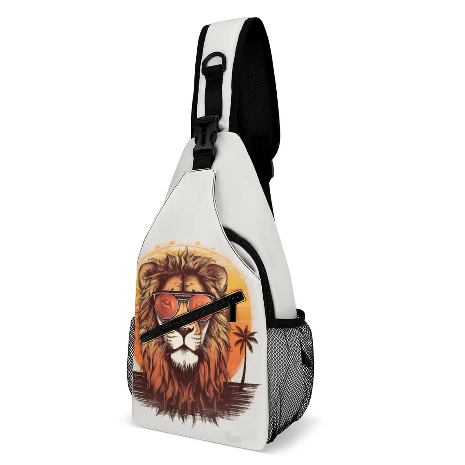 

Сумка на плечо с рисунком льва, мужская повседневная нагрудная Сумочка для солнцезащитных очков, дорожная Повседневная Слинг-сумка, дизайнерский чемоданчик кросс-боди для старшей школы