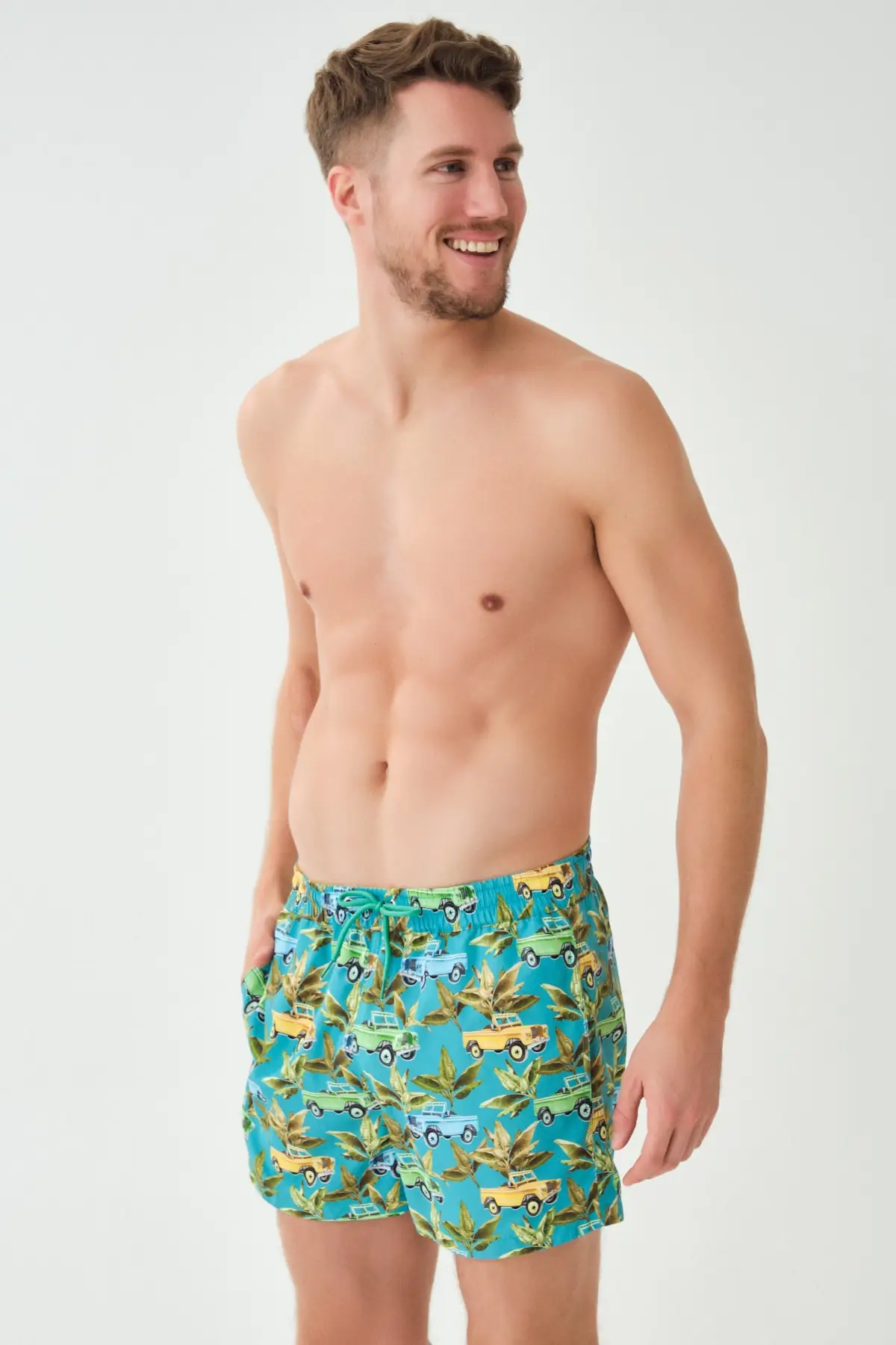 

Men's Surf Shorts Swim Shortsicron Green Patterned Short Shorts