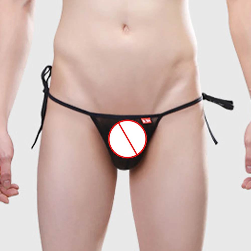 

Men's Briefs Mesh G-String Solid Briefs Tie Side String Bikini Thong Lace Up Underwear Comfortable Panties Sensual Lingerie