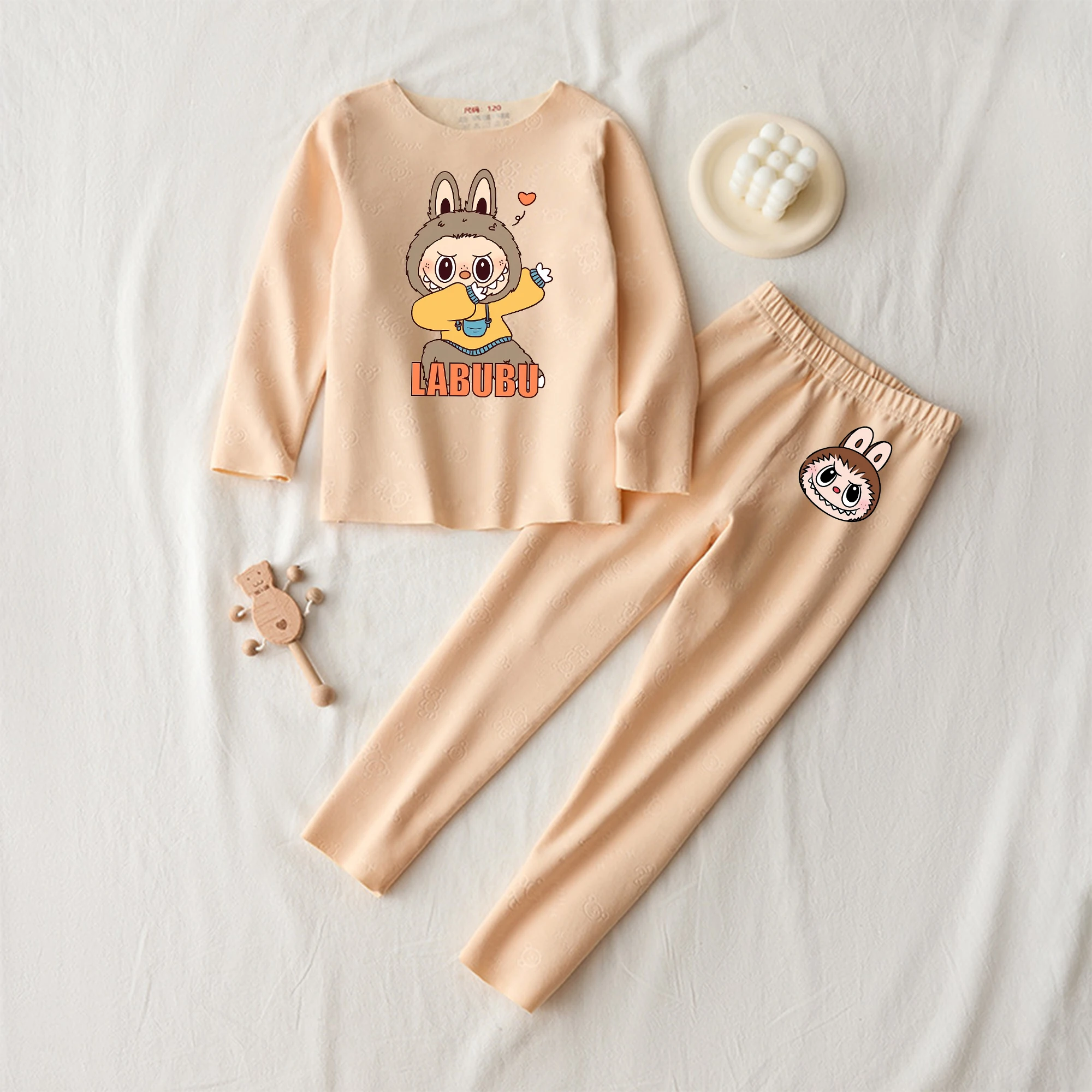 POP MART Labubu Детский длинный пижамный комплект с милым рисунком повседневная