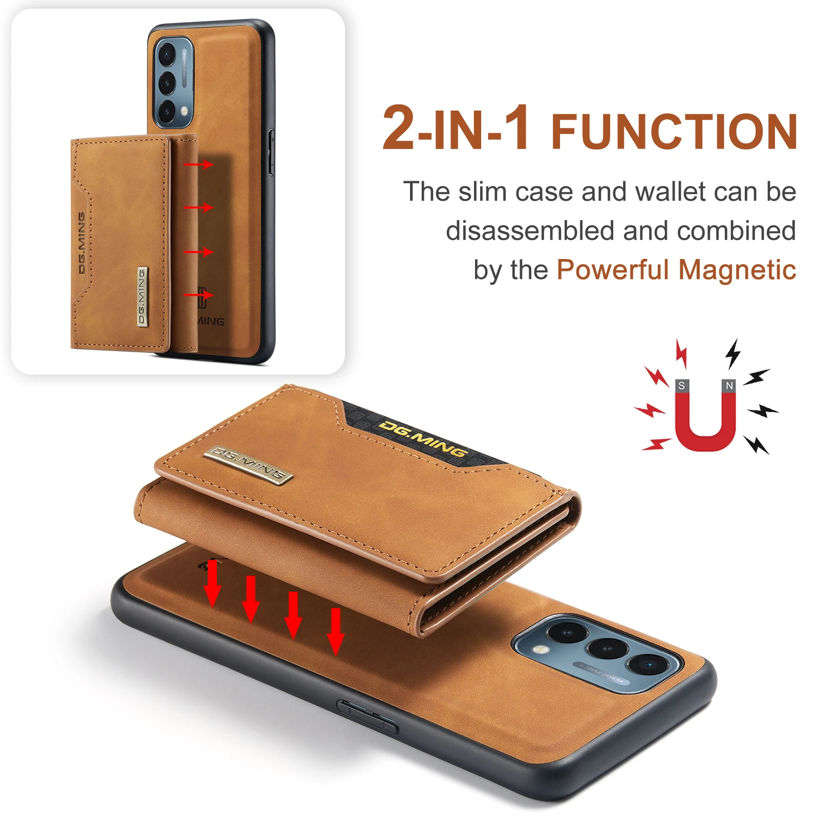 Nord N200 Card Bag Phone Case for OnePlus Ace 9RT Nord 2 in 1 Detachable Wallet Back Cover for OnePlus 10 Pro Stand Case Leather