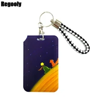 little prince navy blue lanyard credit card id holder student women travel card cover badge car keychain decorations key ring
