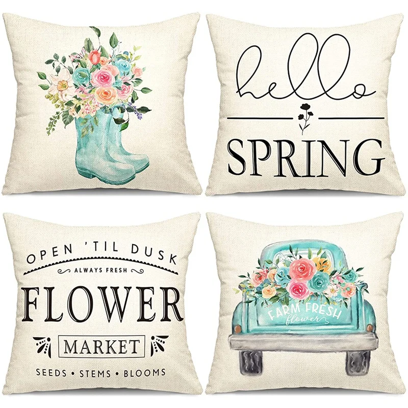 

Чехлы для подушек 18 х18, набор из 4 предметов для весеннего дома