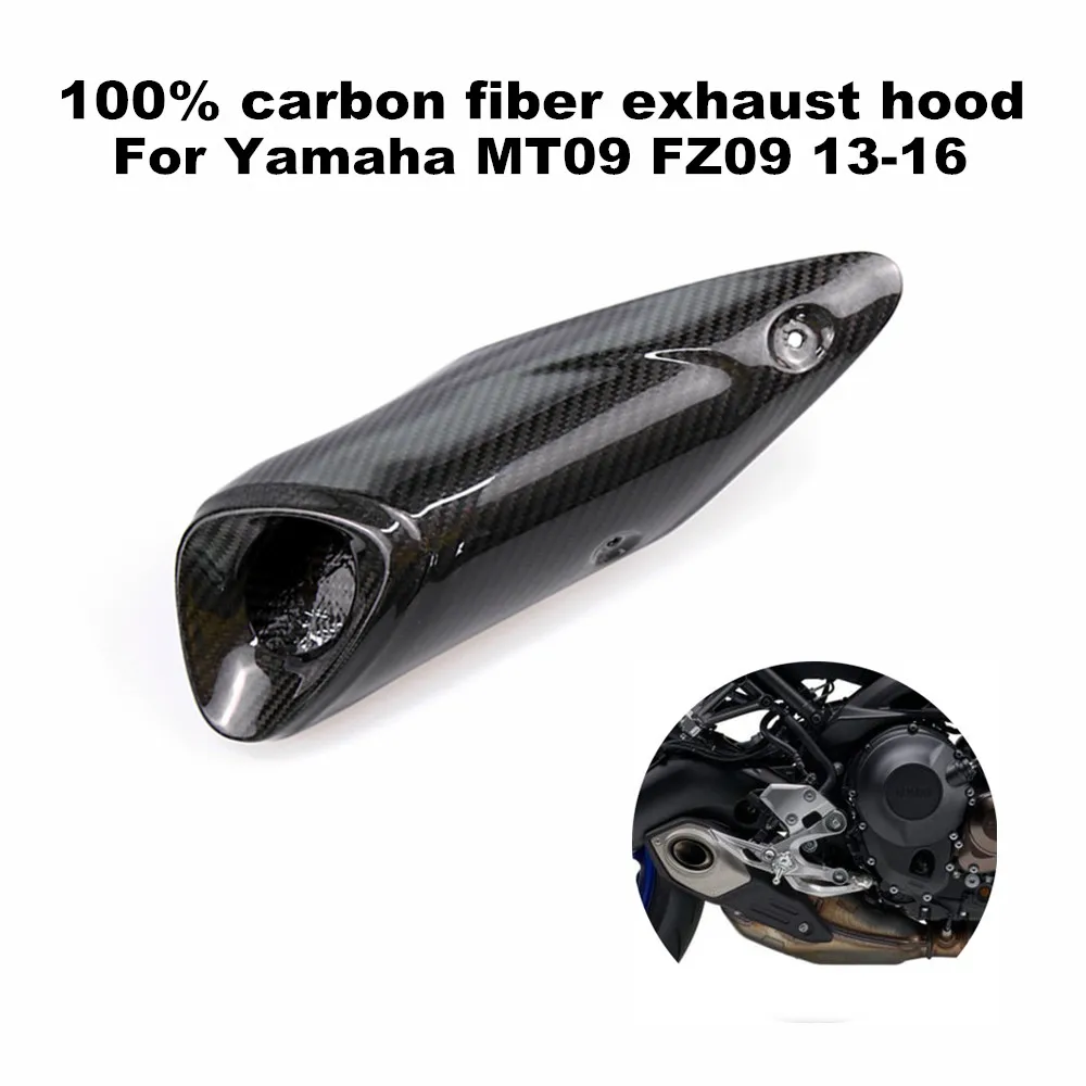 

Suitable for Yamaha MT09, MT 09, FZ09, FZ 09 2013 2014 2015 2016 100% 3K carbon fiber motorcycle exhaust pipe protective cover