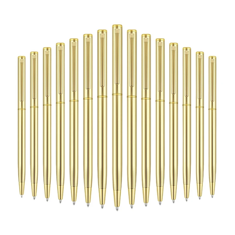 

15 PCS Ballpoint Pens Black Ink 1 Mm Medium Point Metallic Retractable Pens For Students Teachers Business Office