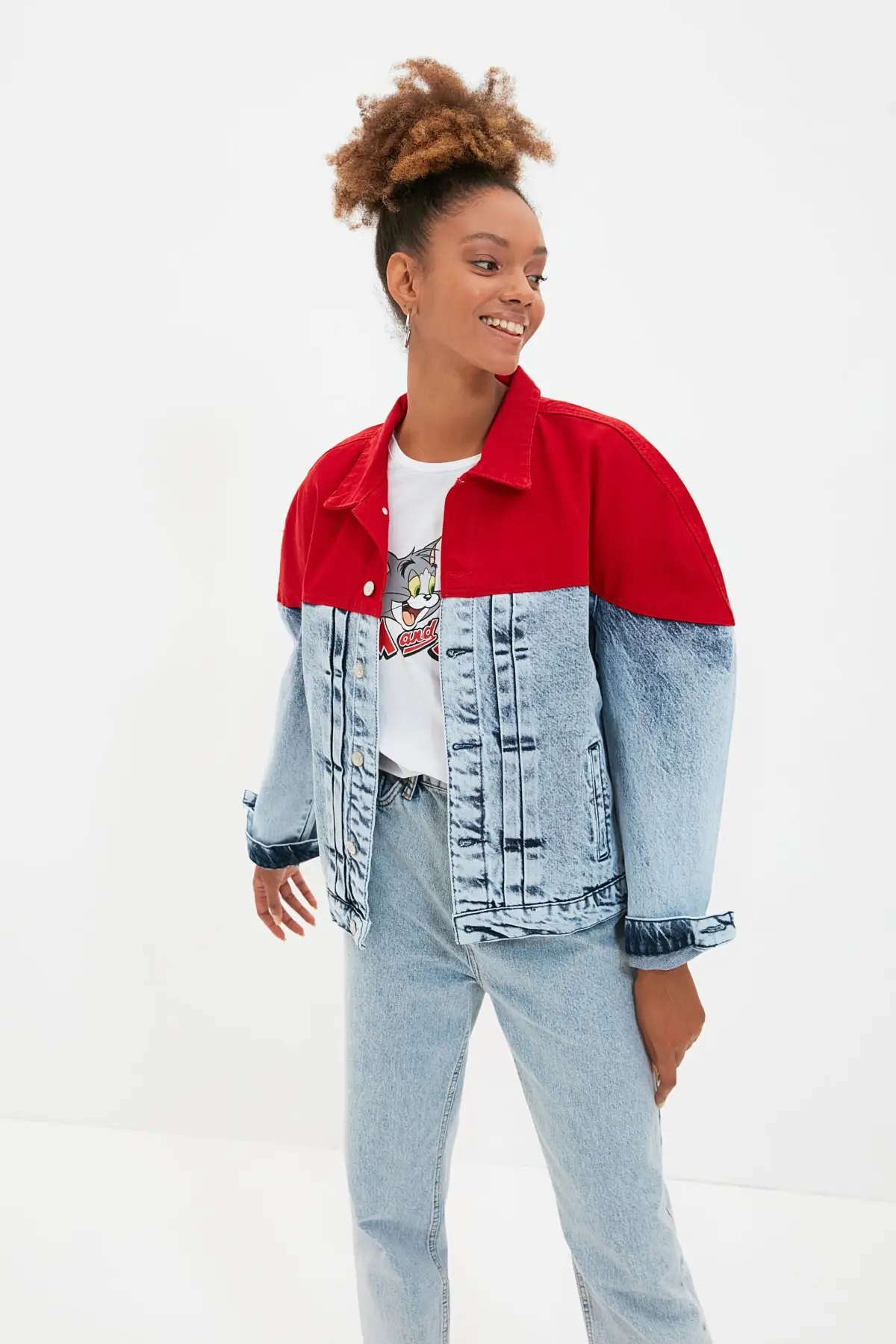 

Trendyol With Color Block Denim Jacket TWOAW22CE0342