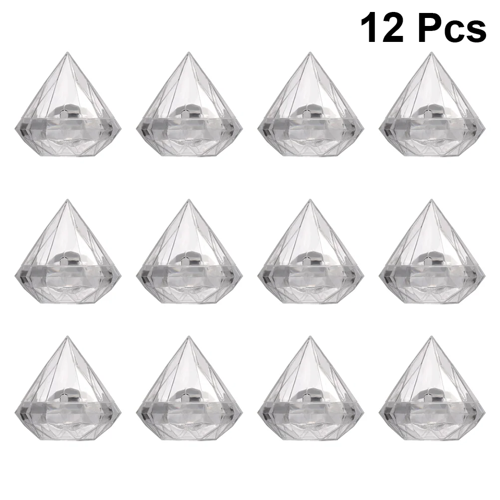 

12pcs Candy Box Clear Containers for Makeup Wedding Candy Box Candy Containers Plastic Diamonds