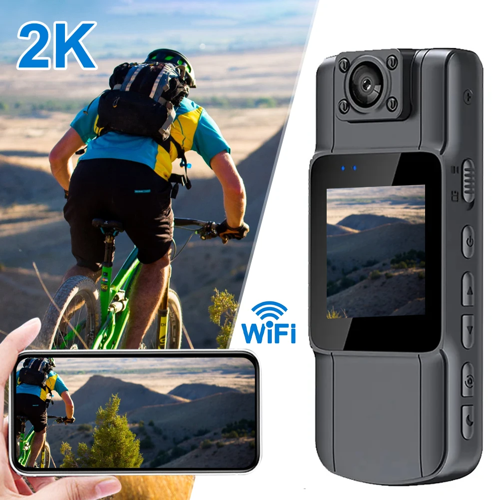 L11 2K Body Camera Infrared Night Vision Full HD Mini Camera 130° Wide Angle Lens 180° Adjustable for Law Enforcement Security