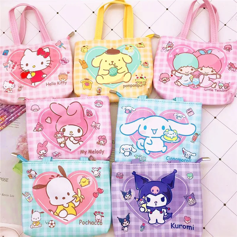 

Kawaii мультфильм Sanrio Сумочка Cinnamoroll Mymelody Hello Kitty милый Kuromi Мини Печать большой емкости Органайзер сумка подарок для девушки