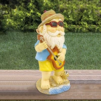 garden gnome statue with guitar outdoor statues hippie gnome statue puppy yard sculpture outdoor decor funny lawn figurine