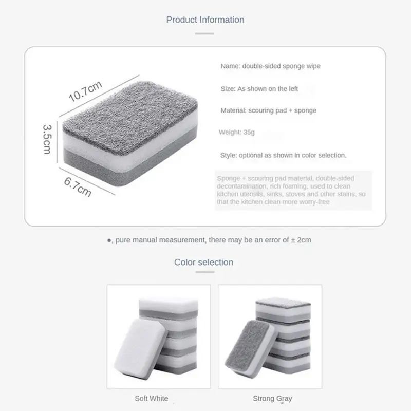 Трехслойные чистящие губки многоразовые для мытья посуды бытовые кухонные щетка
